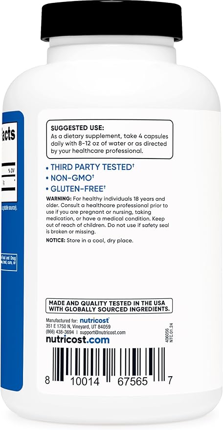 Nutricost Creatine Monohydrate 3,000mg, 180 Capsules (750mg Per Capsule) - Gluten Free, Non-GMO