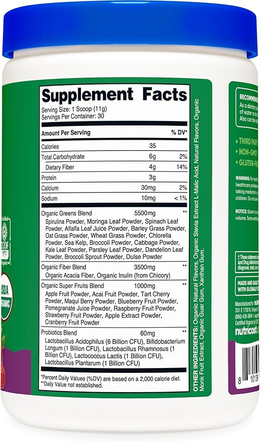 Nutricost Organic Super Greens Powder (30