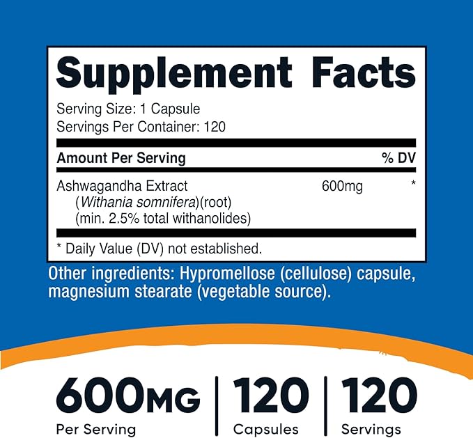 Nutricost Ashwagandha Herbal Supplement 600mg, 120 Capsules