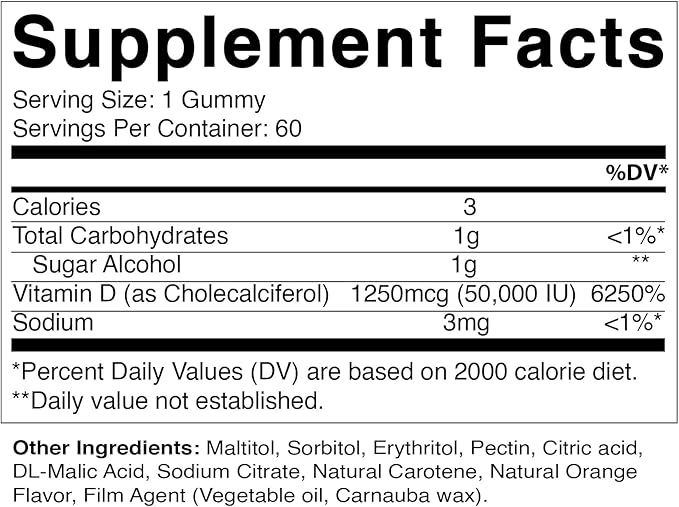Vitamatic Sugar Free Vitamin D3 50,000 60 Pectin