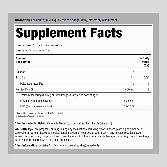 Piping Rock Fish Oil 1400 mg 3 | 190 Softgels