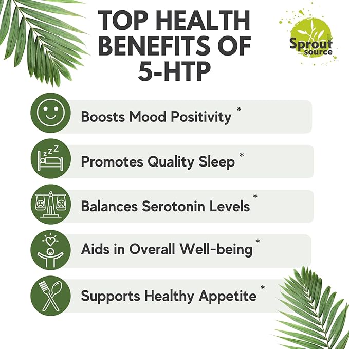 5-HTP Supplement 200mg Capsules (5-Hydroxytryptophan) 90 Count