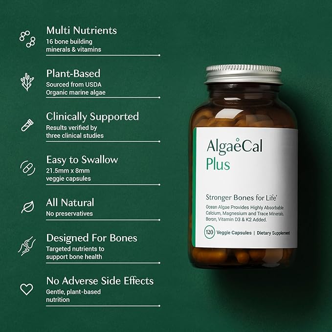 ALGAECAL Plus - Organic Red Algae K2 MK7 MK7 (100mg), (100mg), Vitamin D3 (1600 (1600 IU), (250mg) & 3 Month