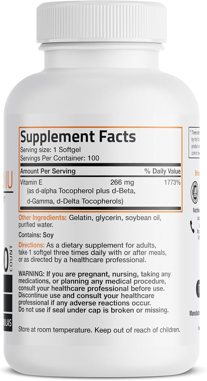 Bronson Natural Vitamin E Complex 400 100 Softgels