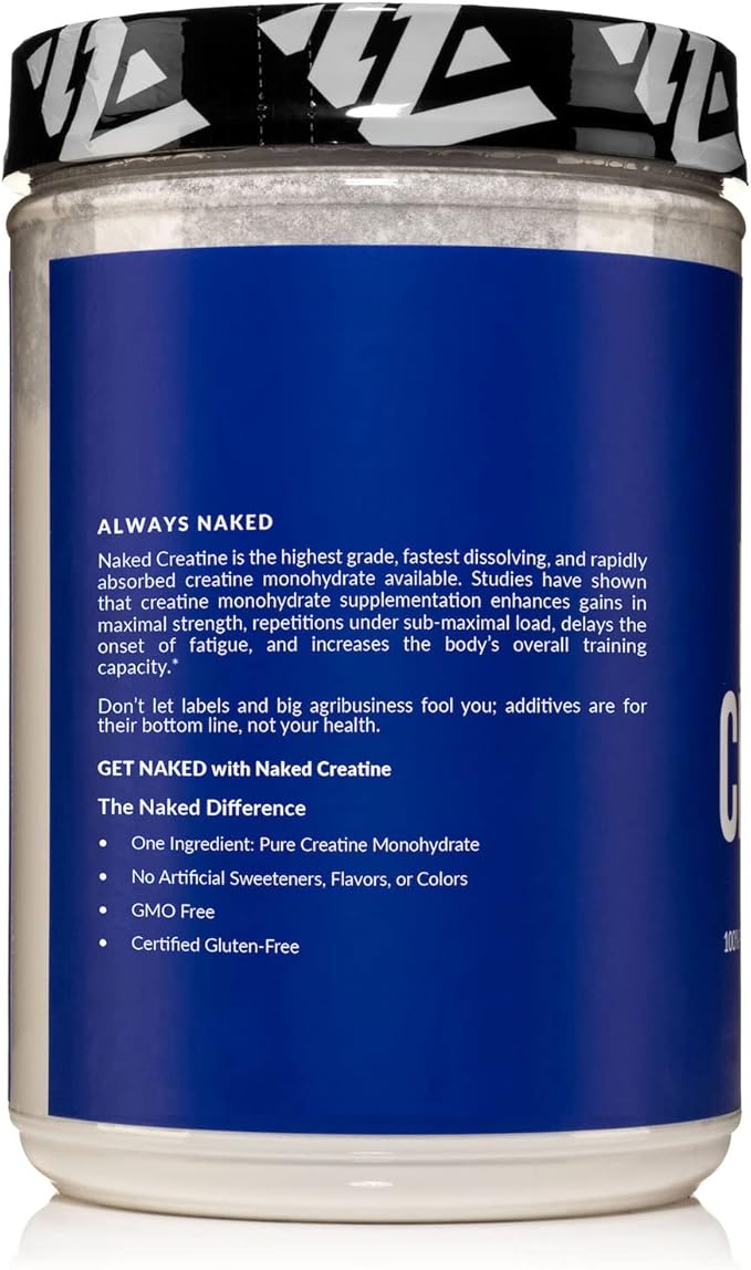 Pure Creatine Monohydrate – 200 Servings - 1,000 Grams, 2.2lb Bulk, Vegan, Non-GMO, Gluten Free, Soy Free. Aid Strength Gains, No Artificial Ingredients - Naked CREATINE