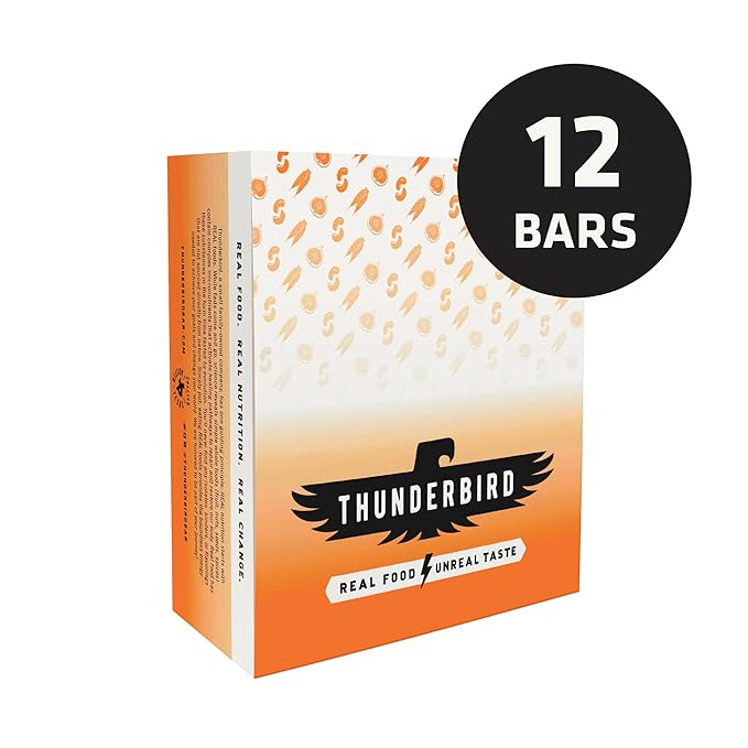 Thunderbird Bars Energy Snack, Gluten-Free with Protein, Healthy Real Food, Vegan Paleo Non-GMO, No Added Sugar, Cashew Fig Carrot Flavor (12 Count, 1.7 oz. Bars)