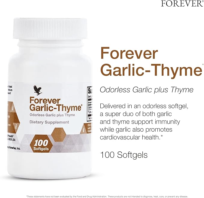 Forever Living - Forever Garlic-Thyme: Odorless 1000mg Garlic 90 Softgels