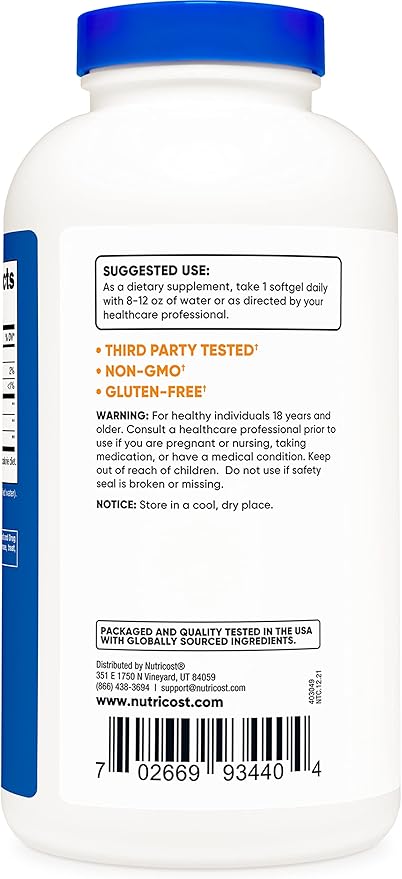 Nutricost Fish Oil 1000mg (560mg of Omega-3), 240 240 Softgels (3 Bottles)