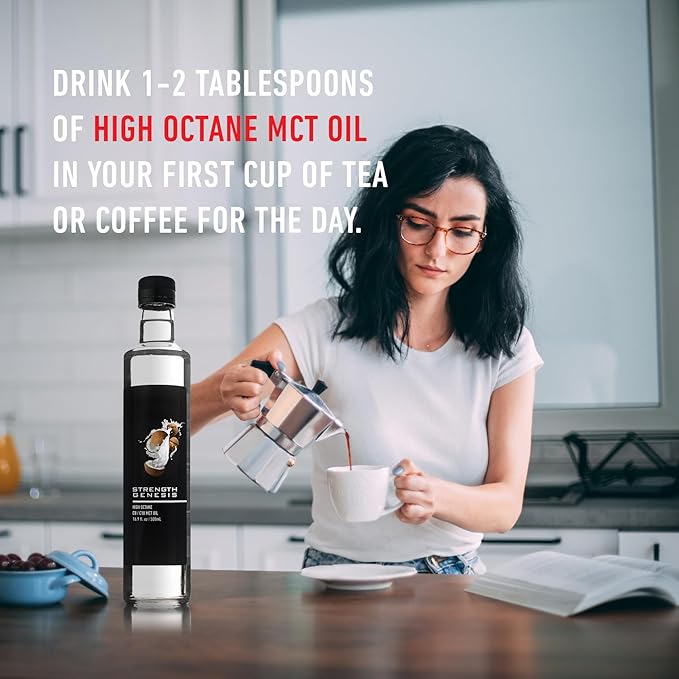 Premium MCT Oil High Octane C8 C10 MCT Oil 500ML BPA Free Glass Bottle | Best MCT Keto Coffee, Tea, Smoothies | Pure MCT Coconut Oil 60% C8 40% C10 Non-GMO Coconuts Gluten Free Unflavored