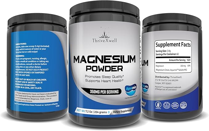 Pure Magnesium Citrate Aquamin Powder Dietary 204 Grams 60 Servings