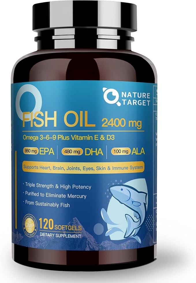 Triple Omega 3 6 9, Fish 2400mg Softgels D3 &