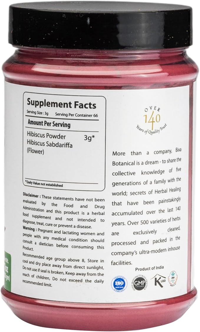 Hibiscus Powder (Hibiscus Rosa Sinensis) – 200g (7 (7 Oz),