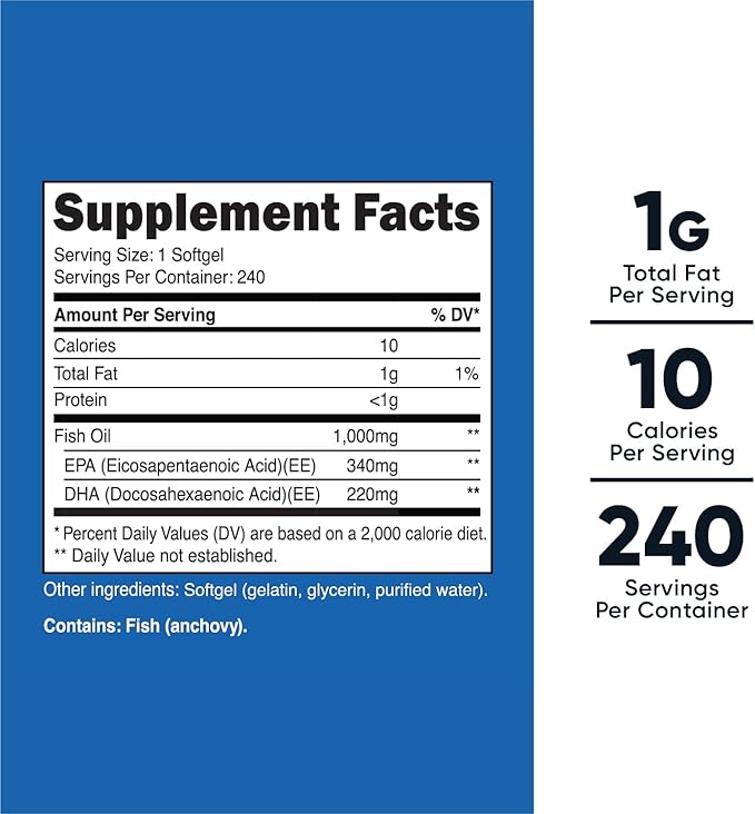 Nutricost Fish Oil 1000mg (560mg of Omega-3), 240 240 Softgels (3 Bottles)