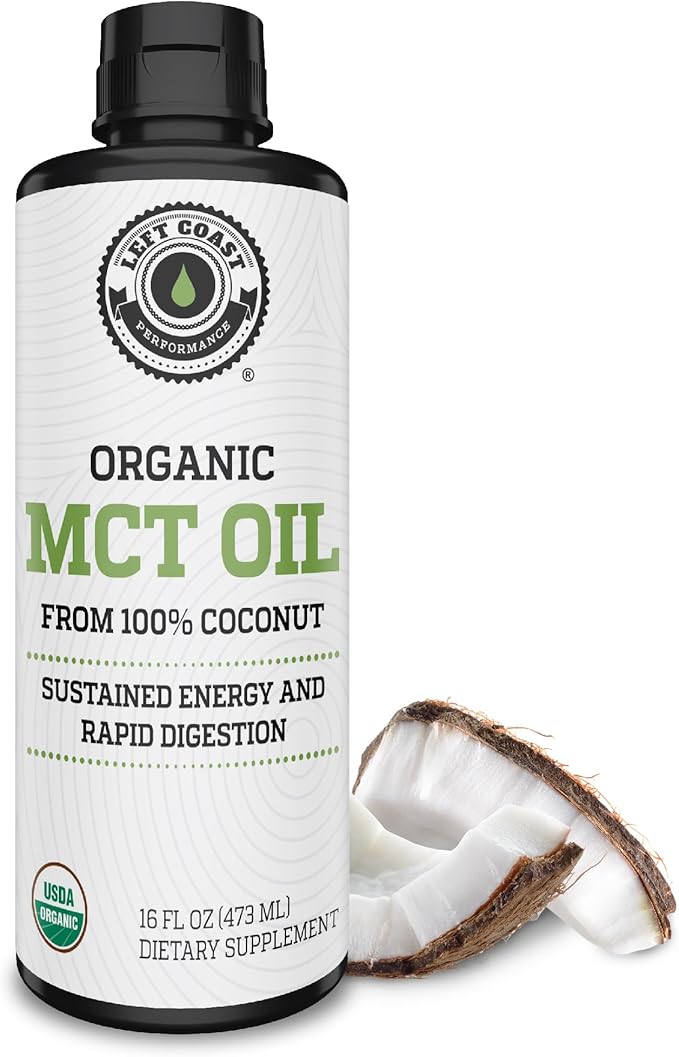MCT Oil Organic - C10 C8 MCT Oil for Sustained Mental Energy & Focus Support - MCT Oil Organic For Coffee, Smoothies, & More - Palm Free Vegan Keto & Paleo Friendly 16 Fl Oz - Non-GMO - Aceite De Coco