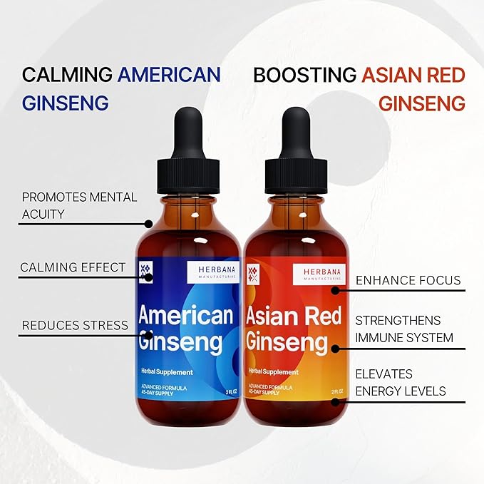 Asian Red Ginseng and American Ginseng (2 Pack)