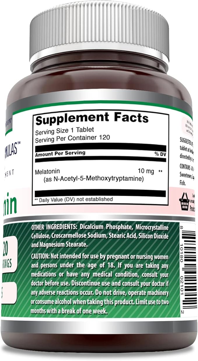 Amazing Formulas Melatonin 10mg 120 Tablets Supplement