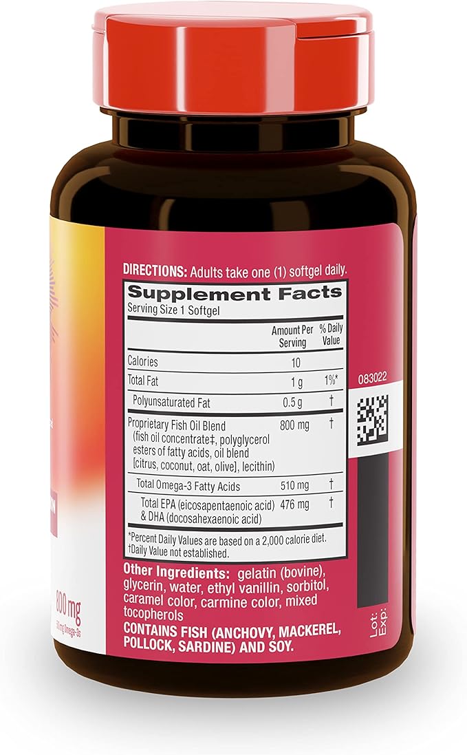 MegaRed Omega 3 Fish Oil Supplement 800mg (per 6X Absorption 3 Fatty (80cnt Box),