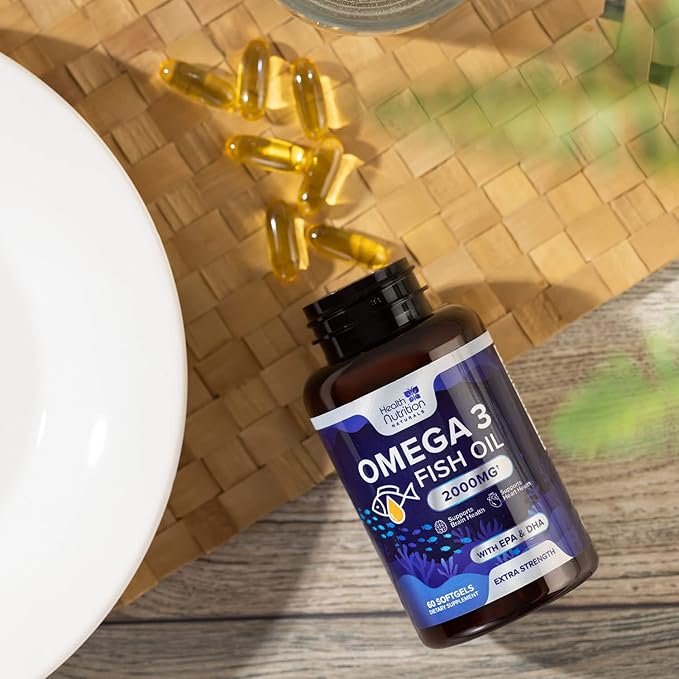 Triple Strength Omega 3 Fish Oil 2000 mg Omega-3 Supplements, 60 Count