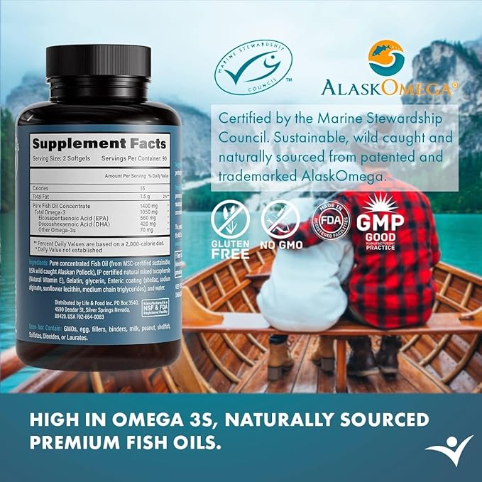 Omega-3 Supreme 1400 mg Wild Alaskan (3 Mo Supply,180 Softgels)