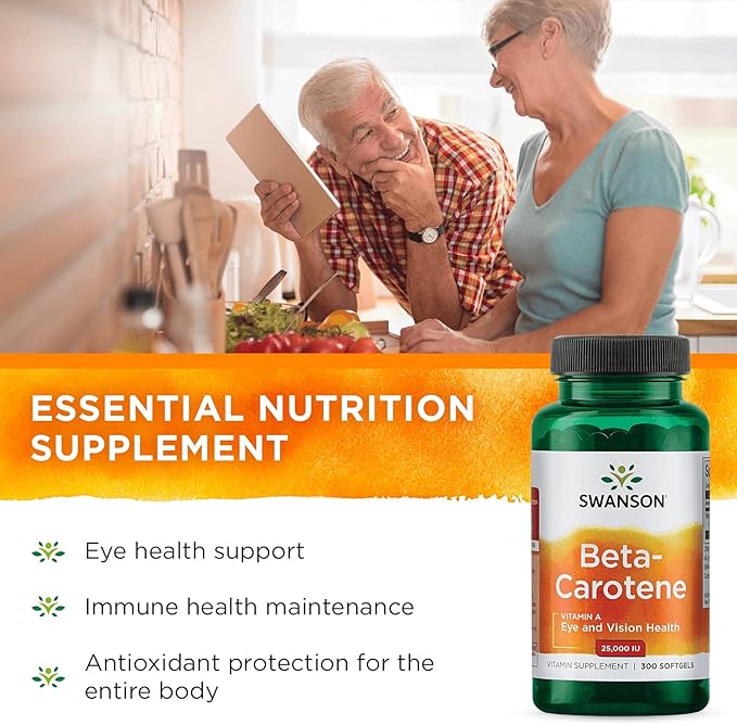 Swanson Beta-Carotene Vitamin A 25000 IU Softgels 7500 mcg (300 Softgels) (2 Pack)