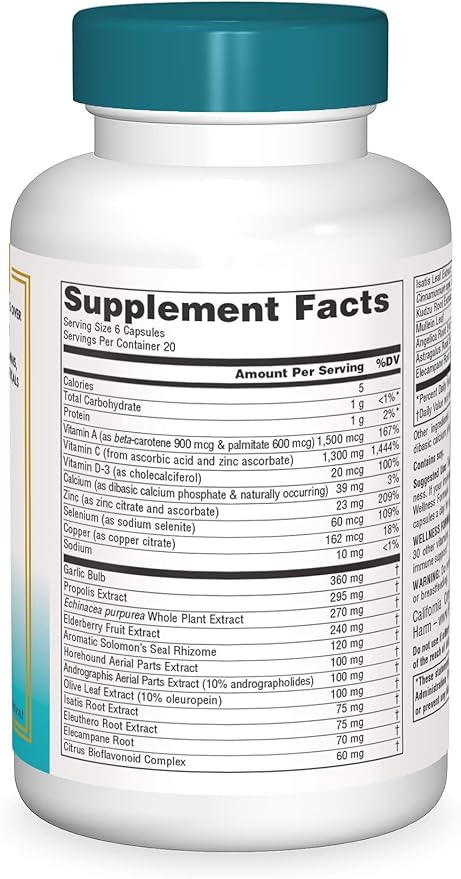 Source Naturals Wellness Formula, Advanced Immune Support*, Bio-Aligned Vitamins & Herbal Defense - Immune System Support Supplement & Immunity Booster - 120 Capsules
