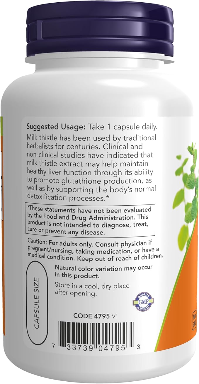 NOW Milk Thistle Extract 750 mg (600 mg), 90 Veg