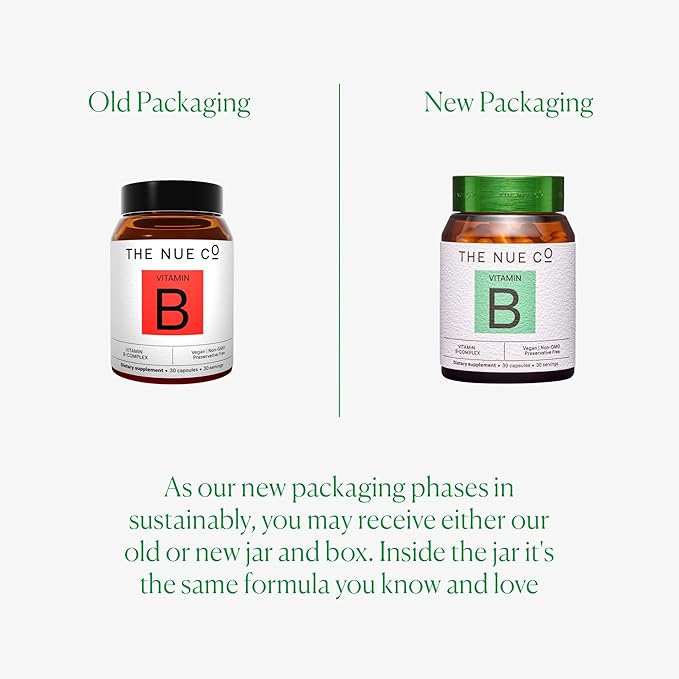 The Nue Co. Vitamin B Supplement, Supports Energy, Promotes Healthy Skin and Hair, Vegan, Gluten Free, 30 Capsules
