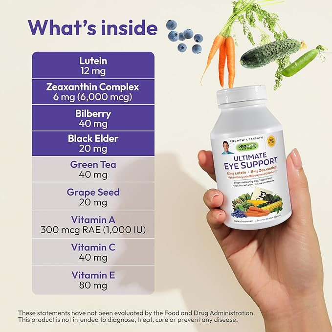 ANDREW LESSMAN Ultimate Eye Support 30 Softgels 12mg Lutein, 6mg Zeaxanthin,