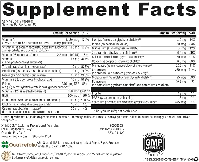 XYMOGEN ActivNutrients with Iron and Copper (120 Capsules)