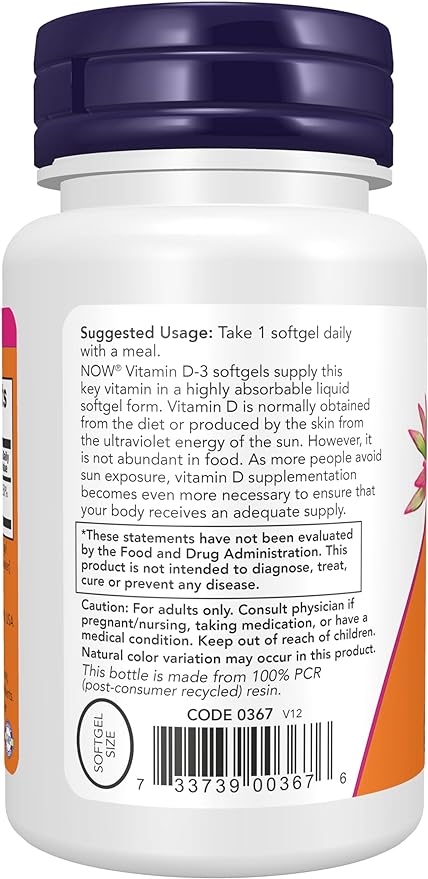 NOW Supplements, Vitamin D-3 2,000 IU, 120 Softgels