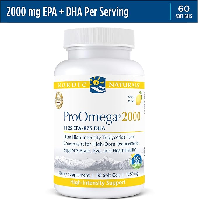 Nordic Naturals ProOmega 2000, Lemon Flavor 2150 mg Omega-3 - 60 Soft 30 Servings