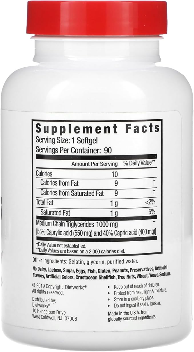 Mct Oil Softgels, Supports Fat Burning, Boost Metabolism, Natural Source of Energy, Promotes Weight Loss, Keto and Paleo Friendly, 90 Count