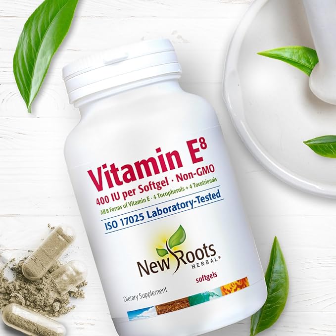 NEW ROOTS HERBAL Vitamin E8 400 (120 Softgels) 4 Tocopherols 4 Tocotrienols