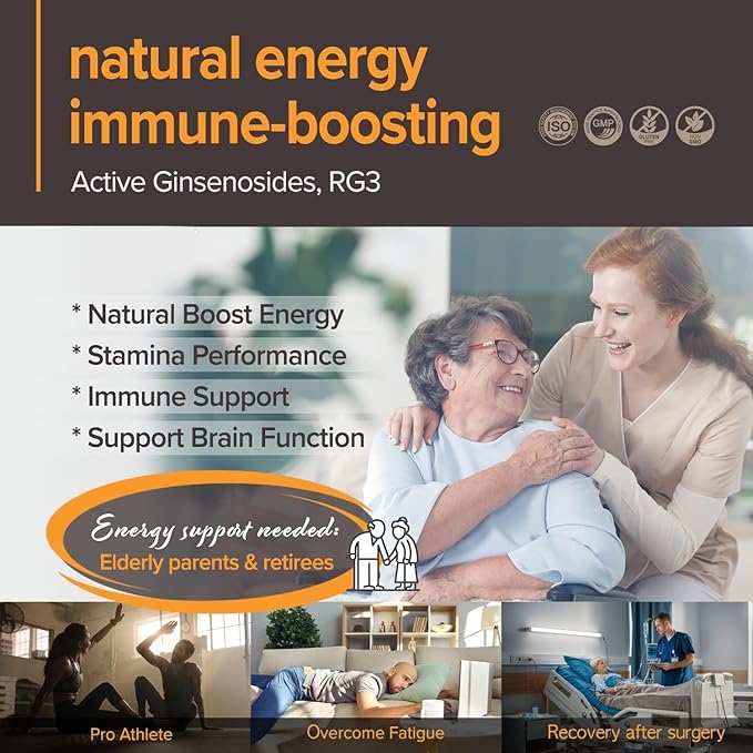 Korean Red Ginseng Capsules, Natural Energy Rg3 Premium