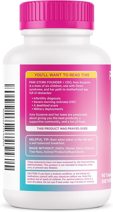 Pink Stork Myo-Inositol & D-Chiro Inositol: 3.6:1 Blend to Support Fertility, Hormone Balance for Women - Ovarian Function, Ovulation, Conception, and Period Support Supplement - 60 Capsules