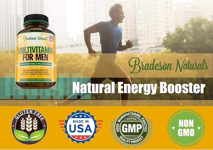 Men's Multivitamin Supplement for Energy, Focus B12, Zinc, 60 Capsules