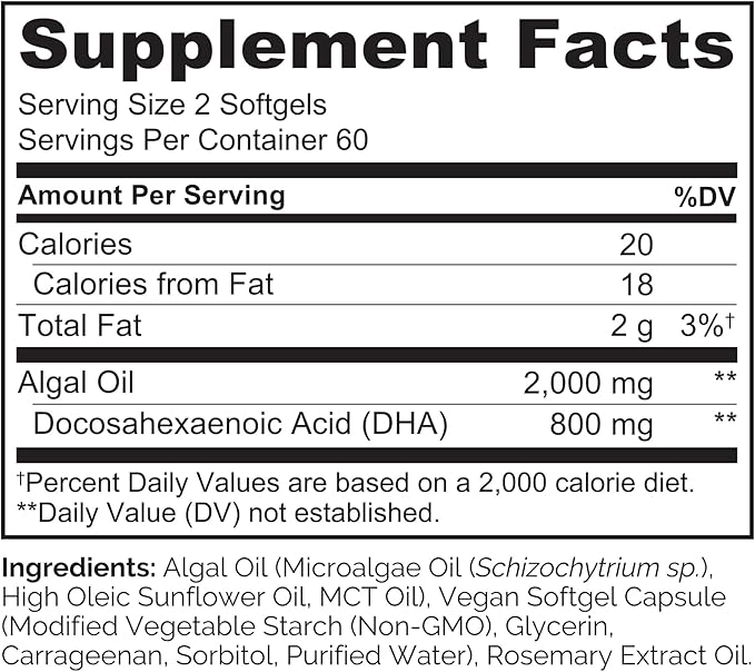 NATURELO Vegan DHA 3 Oil 120 Softgels