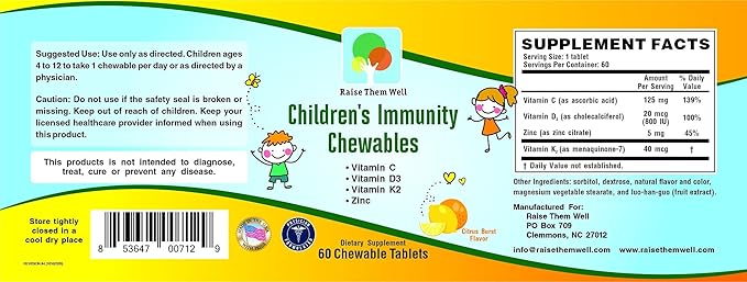 Kids Vitamin C and Immune Support 60 Chewable