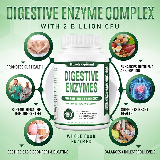 Purely Optimal Premium Digestive Enzymes Plus 180 Capsules