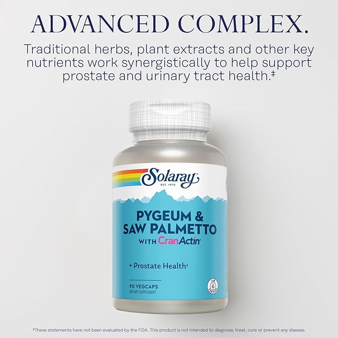 SOLARAY Pygeum and Saw Palmetto with CranActin 60-Day Guarantee (15 Servings, 90 VegCaps)