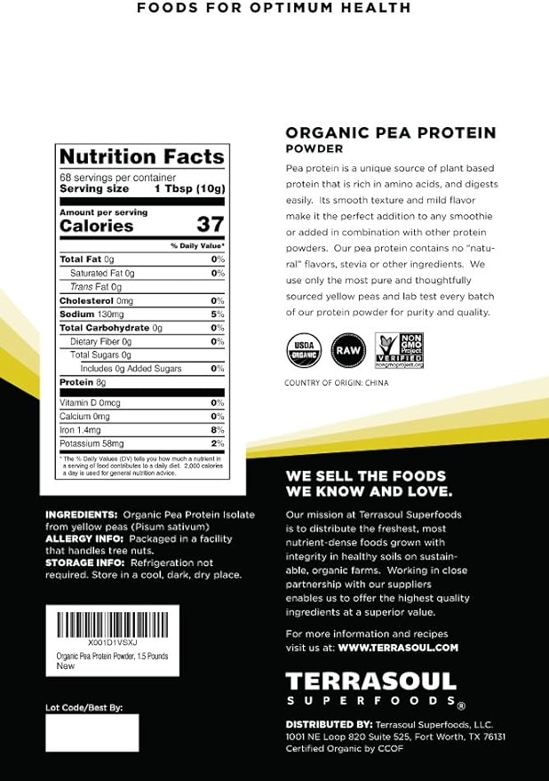 Terrasoul Superfoods Organic Pea Protein, 3