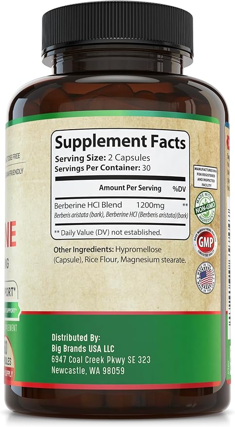 Berberine Supplement - Premium Berberine 1200mg 60 Berberine
