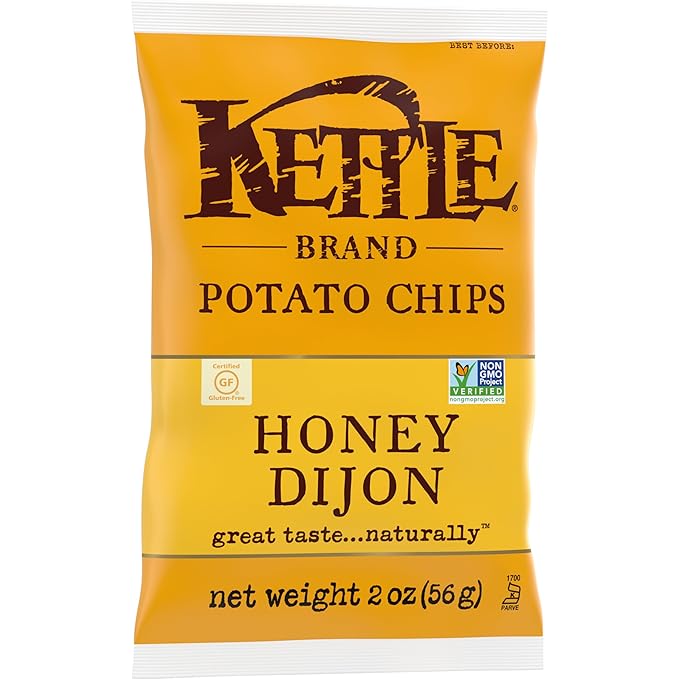 Kettle Brand Potato Chips, Honey Dijon Kettle Chips, Snack Bag, 2 Oz (Pack of 6)