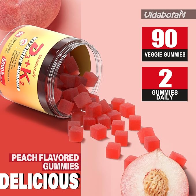 Sugar Free Vitamin D3 K2 gummies 5000IU with 90 chewable