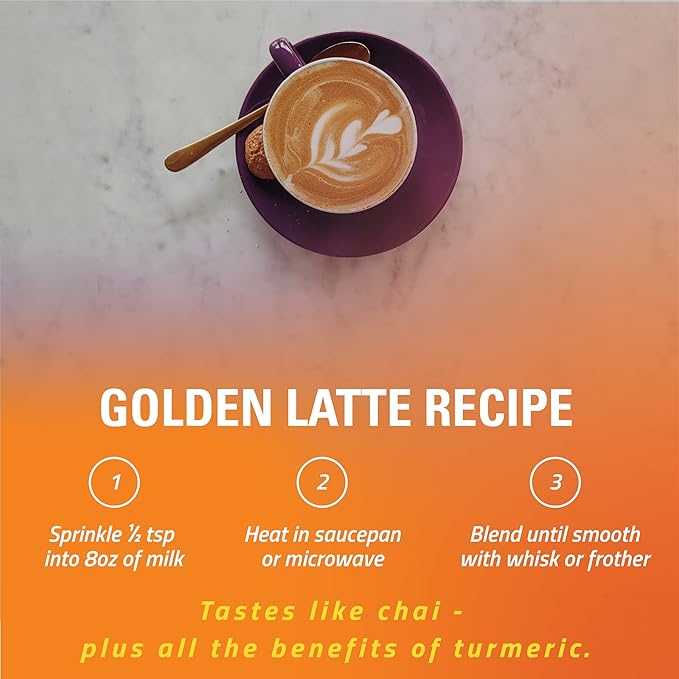 Turmaquik Organic Golden Milk Turmeric Powder Mix + Superfood Blend of Ginger, Black Pepper, Curcumin, Cinnamon, Cardamom - Non-GMO, Vegan, Keto, Ayurvedic