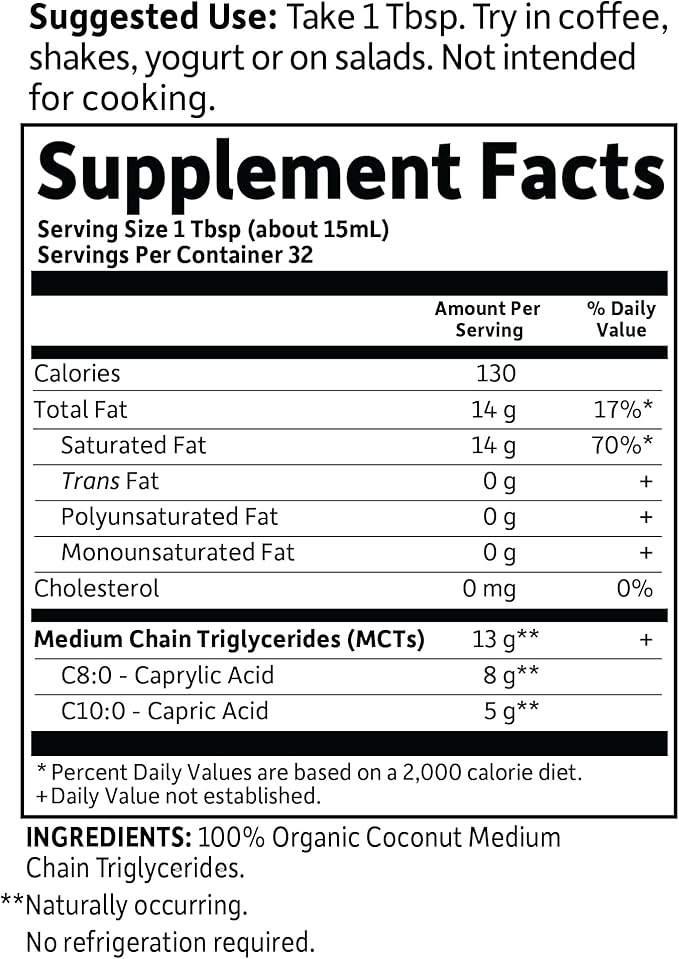 Garden of Life Dr. Formulated Brain Health 100% Organic Coconut MCT Oil 16 fl oz Unflavored, 13g MCTs, Keto & Paleo Diet Friendly Body & Brain Fuel, Certified Non-GMO Vegan & Gluten Free, Hexane-Free