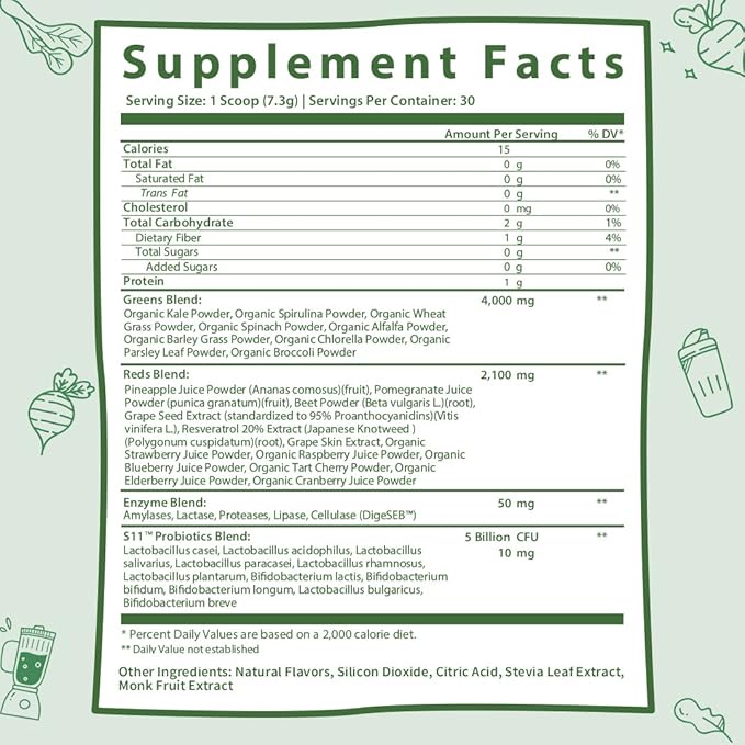 GOBIOTIX Super Greens and Reds Powder - Red and Green Superfood - Probiotic Supplement - Digestive Enzymes and Beet Root Powder - Organic Whole Foods Dietary Supplement (Pom Raspberry, 3 Pack)
