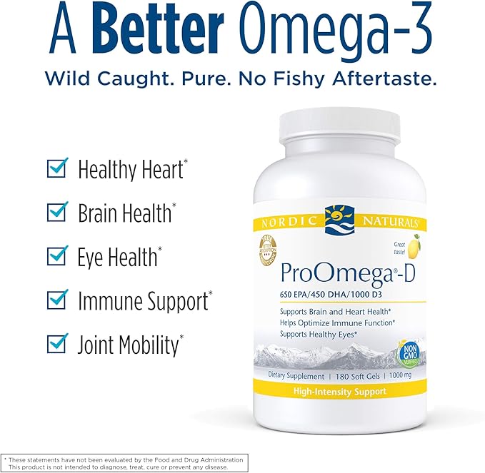 Nordic Naturals ProOmega-D, Lemon Flavor 180 Soft 1280 mg Omega-3 + 1000 IU D3 - 90 Servings