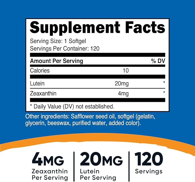 Nutricost Zeaxanthin with Lutein 20mg, 120 Softgels