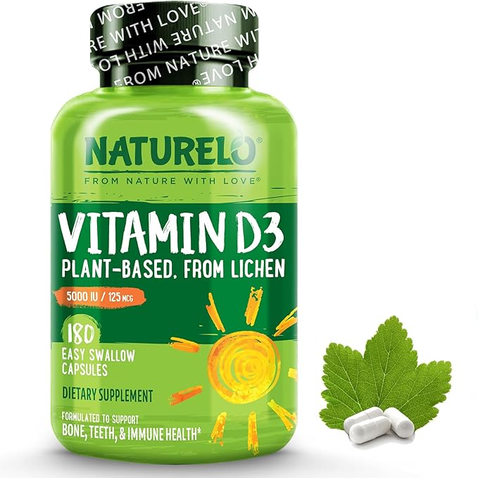 NATURELO Vitamin D 5000 IU D3 Supplement 180 Capsules